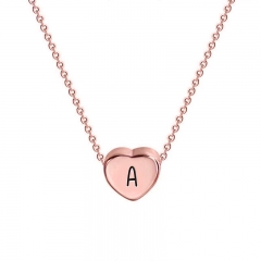 Petite Heart Initial Necklace with 16  Rolo Chain