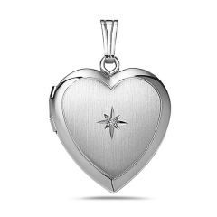 Sterling Silver Diamond Heart Photo Locket