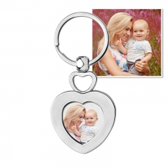 Stainless Steel Engravable Heart Photo Laser Keychain