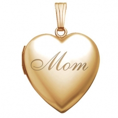 Yellow Gold Mom Heart Photo Locket