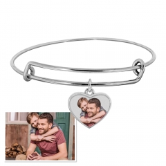 Expandable   Photo Charm Heart Expandable Bracelet