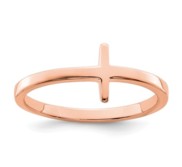 14K Rose Gold Sideways Cross Ring