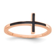 14K Rose Gold Antiqued Sideways Cross Ring