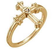 Trefoil Heart Cross Ring w  Diamond Accent