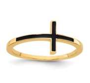 14K Antiqued Sideways Cross Ring