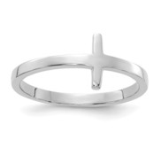 14K White Gold Sideways Cross Ring