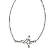 Stainless Steel Polished Gothic Sideways Cross Necklace