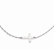 Sterling Silver Large Sideways Cross Necklace