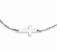 Sterling Silver Small Sideways Cross Necklace