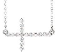 14K White Gold 1 3 CTW Diamond Sideways Cross Necklace