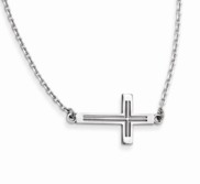 14K White Gold Sideways Cut out Cross Necklace