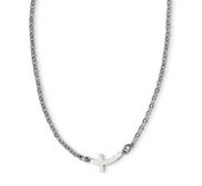 Stainless Steel Polished Sideways Cross 18in Necklace