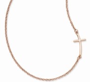 Sterling Silver Rose Gold plated Large Sideways Curved Cross Necklace