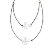 Stainless Steel Double Sideways Cross Layered Necklace