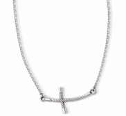 14K White Gold Large Sideways Curved Twist Cross Necklace