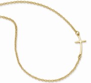 Sterling Silver Yellow Gold plated Small Sideways Curved Cross Necklace