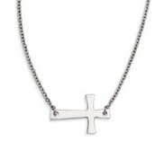 Stainless Steel Polished Sideways Cross Necklace