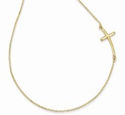 14k Large Sideways Curved Cross Necklace