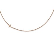 Sterling Silver Rose Gold plated Small Sideways Curved Cross Necklace