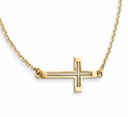 14k Sideways Cut out Cross Necklace