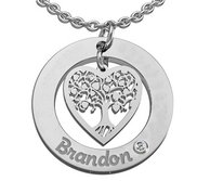 Personalized Round Family Tree Pendant with Birthstone   Name