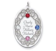 Personalized Celtic Family Pendant with 4 Names and Birthstones