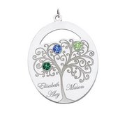 Personalized Family Tree Pendant with 3 Names and Birthstones