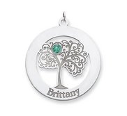 Personalized Family Tree Pendant with Name and Birthstone