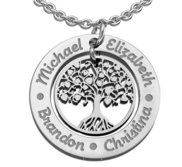 Personalized Round Family Tree Dangle Round Pendant With Names