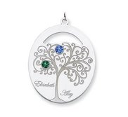 Personalized Family Tree Pendant with 2 Names and Birthstones