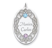 Personalized Celtic Family Pendant with Two Names and Birthstones