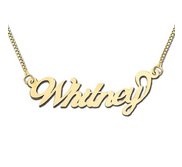 14K Yellow Gold  Script  Style Horizontal Name Necklace with Box Chain