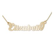 14K Yellow Gold  Script  Style Horizontal Name Necklace with Box Chain