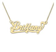 14K Yellow Gold  Script  Style Horizontal Name Necklace with Box Chain