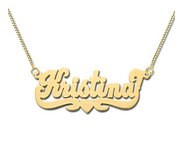 14K Yellow Gold  Script  Style Horizontal Name Necklace with Box Chain