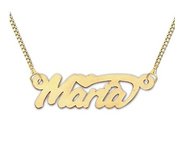 14K Yellow Gold  Script  Style Horizontal Name Necklace with Box Chain