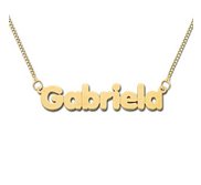 14K Yellow Gold  Block  Style Horizontal Name Necklace with Box Chain