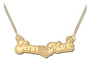 14K Yellow Gold Double Name  Name Necklace  with Box Chain