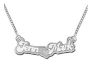 14K White Gold 2 Name Name Necklace with Box Chain