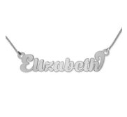 Sterling Silver  Script  Style Horizontal Name Necklace with Box Chain