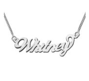 Sterling Silver  Script  Style Horizontal Name Necklace with Box Chain