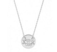 Sterling Silver Round Vine Script 3 Letter Monogram Pendant with Box Chain