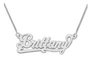 Sterling Silver  Script  Style Horizontal Name Necklace with Box Chain