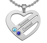 Personalized Heart Family Tree Pendant With 2 Birthstones   Names