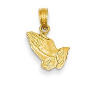 14K Yellow Gold Praying Hands Pendant