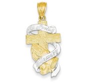 14K Yellow Gold Rhodium Plated In Memory of Cross