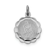 Sterling Silver Praying Hands Disc Charm