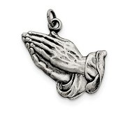 Sterling Silver Antiqued Praying Hands Charm