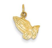 14K Yellow Gold Praying Hands Charm