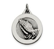 Sterling Silver Antiqued Praying Hands Pendant